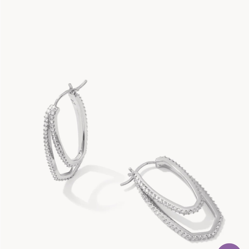 Kendra Scott Murphy Silver Hoop Earrings in White Crystal